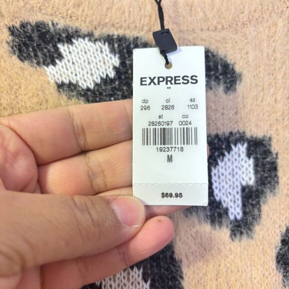 NWT Express Womens Cheetah Pullover Sweater Brown Medium Leopard Print Soft Cozy - Picture 6 of 7